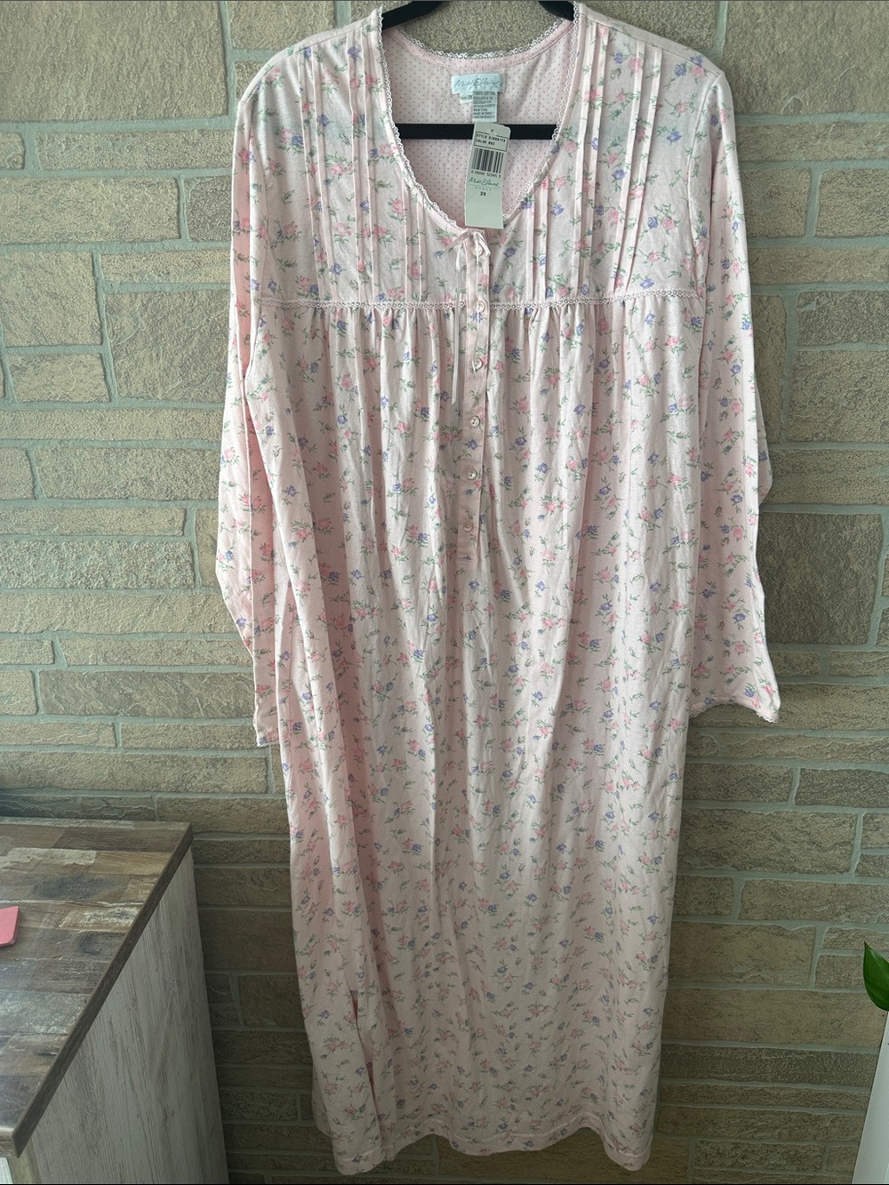 NWT Vintage Women’s Miss Elaine Soft Pink Modest Floral Nightgown Size 2X